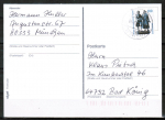 Bund 1934 als portoger. EF mit 100 Pf SWK "Goethe/Schiller" aus Rolle auf Inlands-Postkarte von 1997-2002, codiert