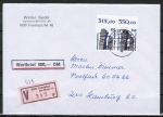 Bund 1407 als portoger. MeF mit 2x 350 Pf SWK als Oberrand-Bogen-Paar auf Inl.-Wertbrief bis 20g von 1989-1992