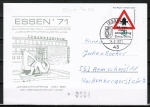 Bund 666 als portoger. EF mit 20 Pf Vorfahrt-Schild auf Inlands-Postkarte mit SST von 1971, rs. ohne Text