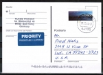 Bund 3003 als portoger. EF mit 75 Cent Fehmarnsundbrücke als Skl.-Marke auf Auslands-Postkarte von 2013-2014 in die USA, codiert