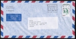 Bund 1433 als portoger. EF mit 300 Pf F. Hensel auf Langformat-Luftpost-Brief bis 20g von 1995 nach Kanada, vs. + rs. codiert