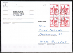 Bund 996 als portoger. MeF mit 4x 25 Pf B+S - Serie aus Rolle in alter Fluoreszenz auf Inlands-Postkarte von 1997-2002, codiert