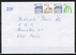 Bund 913+914+913+1038 o.g. als portoger. Zdr.-MiF mit 10+30+10+50 Pf grüne B+S Zdr. oben geschn. MH/Bdr. auf Inlands-Brief bis 20g von 1989-1997