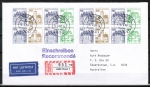 Bund B+S-Heftblatt 2,- DM mit grner 50 Pf im Buchdruck als portoger. H-Blatt-MeF auf Luftpost-Einschr.-Brief 5-10g von 1988 n. Australien, 4 AnkStpl.