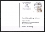 Bund 917 als portoger. EF mit brauner 60 Pf B+S - Marke aus Bogen mit Ober-Eckrand auf Sammel-Anschriftenprfungs-Postkarte von 1993-2002