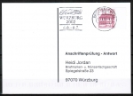 Bund 1028 als portoger. EF mit roter 60 Pf B+S - Marke aus Bogen mit Bogen-Rand auf Sammel-Anschriftenprfungs-Postkarte von 1993-2002, codiert