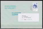 Bund 997 als portoger. EF mit 90 Pf B+S - Serie aus Bogen mit Bogen-Rand auf Auslands-Drucksache 20-50g von 1988 nach Frankreich