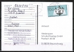 Bund 1538 als portoger. EF mit 100 Pf Weltgaskongress auf Inlands-Postkarte von 1997-2002, codiert, starke Stempelmängel