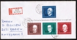 Bund 554-557 als portoger. Block-EF mit 10+20+30+50 Pf Adenauer-Block auf Langformat-Inlands-Einschreibe-Brief bis 20g von 1968