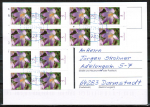 Bund 2480 als portoger. MeF mit 12x 5 Cent Blumen / Krokus aus Rolle auf Inlands-Postkarte von 2019-2021, codiert