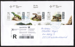 Bund 3844-3846 als portoger. Zdr.-EF mit 85+100+160 Cent Jugend 2024 / Reptilien auf Einwurf-Einschreibe-Brief 20-50g von 2025-2026, cod. 20 cm