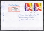 Bund 1495 als portoger. MeF mit 2x 100 Pf ITB Berlin auf VGO-Einschreib-Brief bis 20g vom Jan.-Mrz 1991