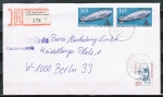 Bund 1525 als portoger. MiF mit 2x 165 Pf Luftpostbeförderung + Zusatz auf Einschreib-Brief bis 20g von 1991-1992