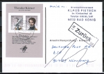 Bund 1559/1560 als portoger. Block-EF mit 60+100 Pf Körner-Block auf Anschriftenprüfungs-Postkarte von 1997-2002, codiert und rs. Stpl.