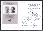 Bund 1559/1560 als portoger. Block-EF mit 60+100 Pf Krner-Block auf Anschriftenprfungs-Postkarte von 1997-2002, codiert und rs. Stpl.