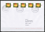 Bund 2484 als portoger. MeF mit 5 mal 10 Cent Blumen / Tulpe aus Rolle auf B-Brief von Büsingen in die Schweiz von 2007-2010