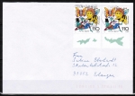 Bund 1992 als portoger. MeF mit 2x 110 Pf Jugend 1998 Biene Maja auf Inlands-Kompakt-Brief 20-50g von 1998, codiert