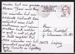 Bund 1305 als portoger. EF mit 80 Pf Clara Schumann auf Inlands-Postkarte von 1993-1997