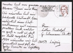 Bund 1305 als portoger. EF mit 80 Pf Clara Schumann auf Inlands-Postkarte von 1993-1997