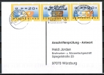 Bund ATM 3.3 - mageres Posthorn - 3 Marken zu 20 Pf als portoger. MeF auf Sammel-Anschriftenprüfungs-Postkarte von 2001-2002