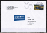 Bund 3225 Skl. (Mi. 3241) als portoger. EF mit 90 Cent Moselschleife links weiß als Skl.-Marke auf Ausl.-Brief bis 20g von 2016-2019 in die Schweiz, codiert