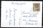 Bund 445 als portoger. EF mit 15 Pf Europa 1964 / Blume auf Inlands-Postkarte von 1964-1966