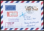 Berlin 827 als portoger. MeF mit 2x 240 Pf Frauen-Serie auf Luftpost-Einschreib-Brief 5-10g von 1989-1991 nach Neuseeland, vs. Stempel