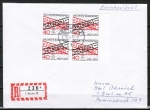 Bund 759 als portoger. MeF mit 4x 40 Pf Interpol auf Orts-Einschreibe-Brief 20-50g von 1973 innerhalb Berlins