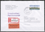 Aund ATM 2 - dickes DBP - Marke zu 800 Pf als portoger. EF auf Europa-Einschreibe-Rückschein-Brief bis 20g von 1996 nach Polen, AnkStpl.
