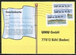 Bund ATM 2 - Nadeldruck - Marken zu 80+10+10 Pf als portoger. MiF auf Inlands-Postkarte vom September 1997 nach Gebührenerhöhung !
