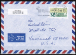 Bund ATM 1 - Marke zu 165 Pf als portoger. EF auf Luftpost-Brief bis 5g von 1989-1993 in die USA, vs. schwarze US-Codierung