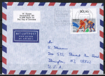 Berlin 837 als portoger. EF mit 140 Pf Sport 1989 auf Luftpost-Brief bis 5g vom Febr. bis März 1989 in die USA - im Ankauf gesucht !