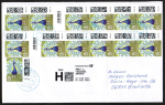 Bund 3843 als portoger. MeF mit 13x 15 Cent Briefe-Dauerserie aus Rolle auf Prio-Brief bis 20g von 2024, codiert, 20 cm lang