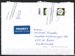 Bund 3116 als portoger. MeF als "Katastrophenpost" mit 2x 85 Cent Blumen-DS aus Rolle auf Ausl.-Brief 20-50g von 2019-2024 in die Niederlande, cod.