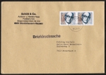 Bund 1584 als portoger. MeF mit 2x 100 Pf Martin Niemöller auf Briefdrucksache 50-100g von 1992, 14x20 cm