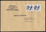 Bund 1584 als portoger. MeF mit 2x 100 Pf Martin Niemller auf Briefdrucksache 50-100g von 1992, 14x20 cm