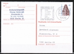 Berlin 816 als Ganzsachen-Postkarte P 132 - Fragekarten-Teil mit eingedr. Marke 40 Pf SWK Lumo neben Marke als Orts-Pk innerh. Berlins von 1989-1991