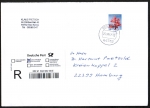 Bund 3117 als portoger. EF mit 395 Cent Blumen Rolle auf Inlands-Wertbrief 14x20 cm von 2016-2019, EBf. mit Versichg., codiert