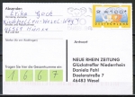 Bund ATM 3.2 - fettes Posthorn - Marke zu 100 Pf als portoger. EF auf Inlands-Postkarte von 1999-2002, codiert
