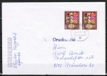 Bund 749 als portoger. MeF mit 2x 30 Pf Weihnachten 1972 auf Briefdrucksache 20-50g von 1977