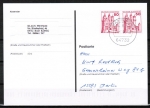 Bund 916 als portoger. MeF mit 2x roter 50 Pf B+S - Marke aus Rolle auf Inlands-Postkarte von 1997-2002, codiert