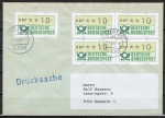 Bund ATM 1 - - 5 Marken zu 10 Pf als portoger. MeF auf Inlands-Drucksache bis 20g von 1982-1989
