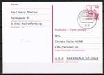 Bund 1028 als Ganzsachen-Auslands(!)-Postkarte mit eingedruckter Marke rote 60 Pf B+S als NICHT-gelaufene Postkarte in die USA ...