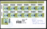 Bund 3843 als portoger. MeF mit 13x 15 Cent Briefe-Dauerserie aus Bogen mit Rand auf Prio-Brief bis 20g von 2024, codiert, 20 cm lang