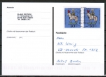 Bund 607 als portoger. MeF mit 2x 50 Pf Wohlfahrt 1969 auf Inlands-Postkarte von 2001, codiert