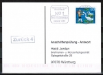 Bund 714 als portoger. EF mit 60 Pf Jugend 1972 auf Sammel-Anschriftenprfungs-Postkarte von 2000/2002, codiert