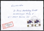 Bund 1490 als portoger. MeF mit 2x 100 Pf Apotheker auf VGO-Einschreib-Brief bis 20g vom Januar bis Mrz 1991