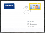 Bund ATM 3.3 - mageres Posthorn - Marke zu 300 Pf  als portoger. EF auf Luftpost-Brief nach Australien vom Ersttag / 23.5.2001