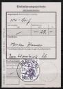 Berlin 824 als portoger. EF mit 60 Pf Frauen-Serie auf Einlierfungsschein für einen Nachnahme-Brief von 1989-1991 verklebt