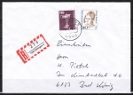 Berlin 827 als portoger. MiF mit 240 Pf Frauen-Serie + 110 Pf I+T Bund auf Einschreibe-Brief bis 20g wohl vom Juli 1989 innerhalb des Bundesgebietes
